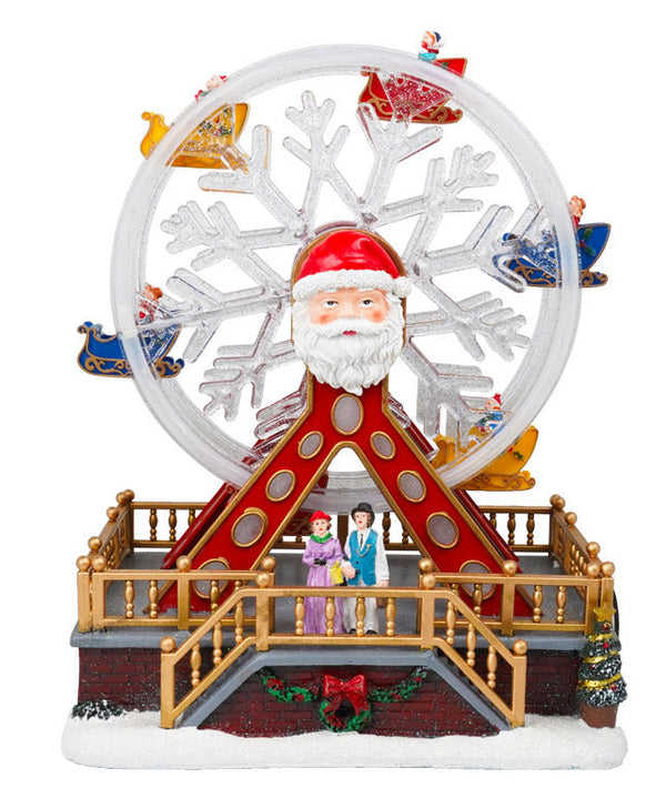 prezzo Villaggio Natalizio 34x19x26 cm in Resina con Ruota Panoramica Musica e Luci