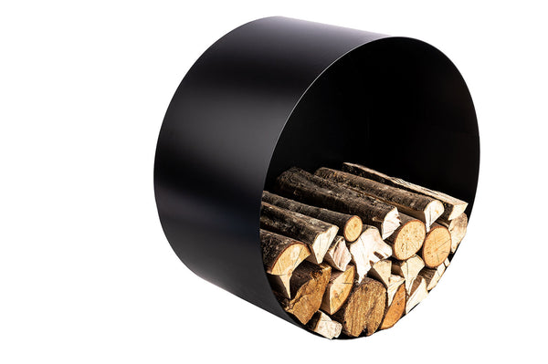 sconto Porta Legna a Muro Ø55x30 cm in Ferro Verniciato Grigio Martellato