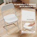 Set 4 Sedie Pieghevoli 45x49x79,5 cm con Fori di Drenaggio in Plastica e Metallo Bianco      