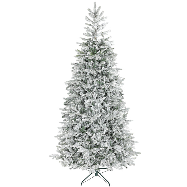 sconto Albero di Natale Innevato Alto 210 cm con 1154 Rami Realistici e Base in Metallo Pieghevole Bianco