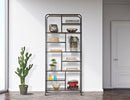 Libreria Essential 80x30x180 cm in Ferro e MDF Nero e Marrone