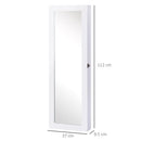 Specchiera Armadio Portagioielli da Parete in Legno MDF Bianco 37x9.5x112 cm 