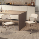 Set di 2 Sedie Pieghevoli 45x46x78 cm con Seduta Imbottita in poliestere e Struttura in Acciaio Beige      