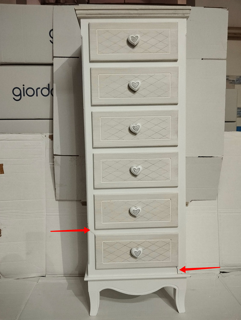 Cassettiera 6 Cassetti Charlene in Legno Seconda Scelta