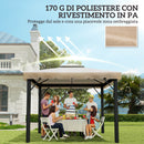 Tetto per Gazebo 300x300 cm a 2 Livelli con 8 Fori di Drenaggio in Poliestere Cachi      