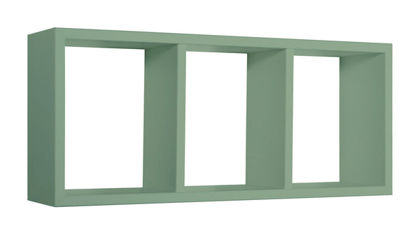 online Etagère rectangulaire 3 compartiments muraux 70x30x15,5 cm en panneaux de fibres Tristano vert eau de mer