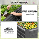 Letto per Orto Rialzato 180x90x57,5 cm con Fondo Aperto e Bordi Arrotondati in Acciaio Zincato Grigio Scuro      