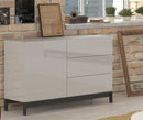 Credenza con piedi 1 Anta + 3 Cassetti 110x40x73 cm Metis Bianco Lucido