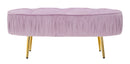 Panca Ovally Rosa 102x40,5x42 cm in Legno e Velluto Rosa e Oro