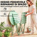 Set Bistrò con Due Sedie e Tavolo da Giardino Ø58x70 cm Pieghevoli in Metallo Verde Chiaro      
