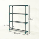 Set di 2 Scaffali per Piante a 4 Livelli 90x28x104 cm con Ganci in Acciaio Verde      