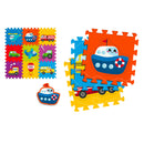 Tappeto Puzzle 9pz per Bambini Componibile Veicoli Multicolore