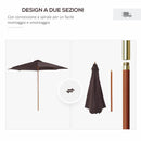 Ombrellone da Giardino Ø300x250 cm in Legno e Poliestere Caffè