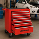 Carrello Portautensili 68x33x78 cm con 7 Cassetti per Utensili in Acciaio Rosso      
