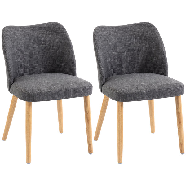 Set 2 Sedie Pranzo Imbottite 46x52x76 cm con Gambe Legno Hevea Tessuto Grigio Chiaro sconto
