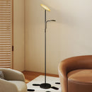 Lampada da Terra con 2 Punti Luce LED Regolabile Temperatura 2700K-6500K con Telecomando in Metallo e PC Nero   