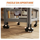 Carrello da Cucina 37x37x77,5 cm con 3 Cestini e 2 Ribalte in Legno e Metallo Grigio e Rovere  