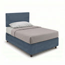 Letto Singolo Contenitore Imbottito Microfibra Blu BoxMax Testata Flat Varie Misure