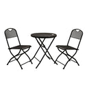 Set Salotto da Giardino Tavolino Tondo e 2 Sedie Pieghevoli in Ferro Rimini Antracite