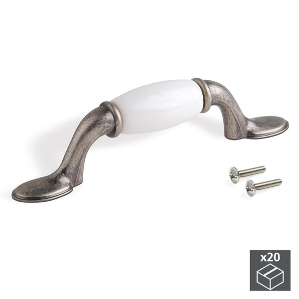 prezzo Emuca Poignées de Meubles Interaxis 76 mm Zamak et Céramique Argent Vieilli 20 Pièces