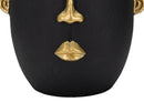Vaso Tribal 24x31x22 cm in Poliresina Nero/Oro