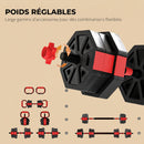 Set Pesi Palestra 6 in 1 Multifunzione 125x18x18 cm da 20kg Totali in Plastica e Sabbia Rosso      