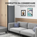 Paravento da Esterno e Interno a 4 Pannelli Pieghevole 221x50x172 cm con Ruote in Metallo e Poliestere Grigio Scuro      