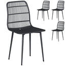 Set 4 Pezzi Sedie da Pranzo per Esterni 46x51x84,5 cm con Schienale Fessurato in Metallo e PP Nero      