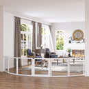 Cancelletto di Sicurezza per Cani di Piccola/Media Taglia 432x36x70 cm 6 Pannelli Pieghevoli in Legno e Acciaio Bianco
