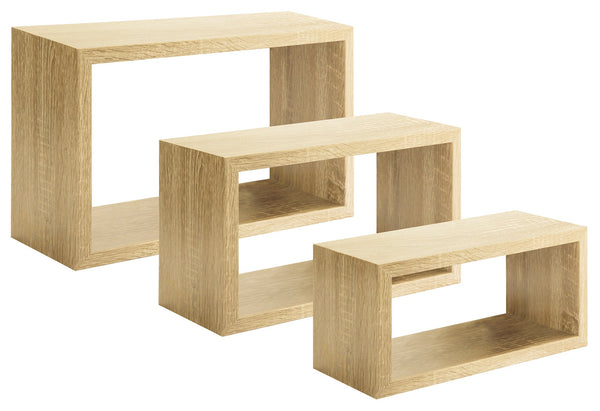 acquista Set 3 Mensole da Parete Rettangolare in Fibra di Legno Trittico Rovere Sagerau
