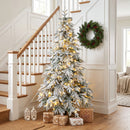 Albero di Natale Innevato Ø135x210 cm con 450 Luci LED Bianco Caldo 1080 Rami Ignifughi Timer Telecomando e 8 Modalità      