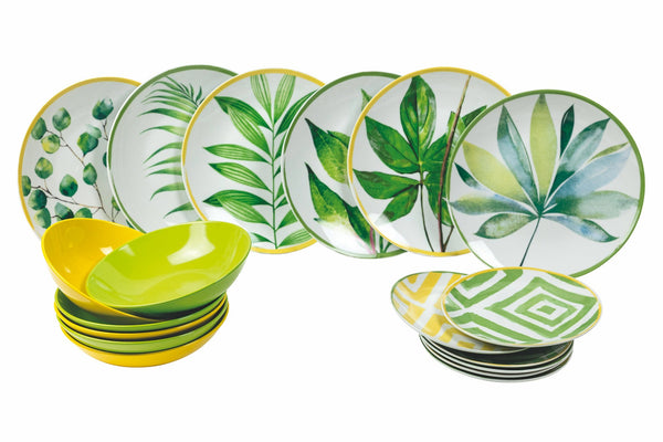 sconto Service Plat 18 Pièces en Porcelaine et Grès Multicolore VdE Tivoli 1996 Oriental Botanique