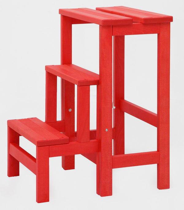 Tabouret échelle 60x40x46 cm en bois rouge sconto
