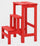Tabouret échelle 60x40x46 cm en bois rouge