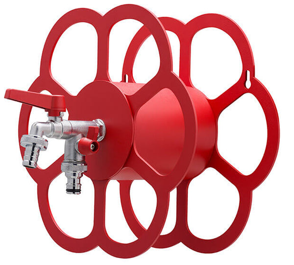 Belfer 42/FR Porte-tuyau mural rouge avec robinet à double sortie sconto