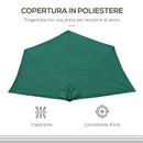 Ombrellone da Giardino 2,6x1,3x2,3 m Palo Ø38 mm Semicircolare in Alluminio Shade Verde