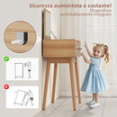 Tavolo da Trucco con Specchio a Luci LED 100x40x87 cm con Organizer Interno Rivestimento in Melamina Noce  