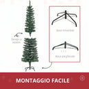 Albero di Natale Innevato Slim Ø48x165 cm con 443 Rami e Base Rimovibile Pieghevole in PVC e Metallo Verde      