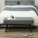 Panca Fondoletto 100x36x45 cm in Tessuto Effetto Velluto a Coste Grigio   