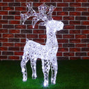 Renna Natalizia Luminosa 3D 70x42x11 cm 100 LED in Cristalli Acrilici e Metallo Bianco Freddo      