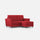 Canapé 2 places avec pouf 152x155x85 cm Yasel en tissu rouge