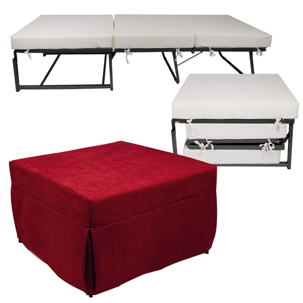 sconto Lit bébé pouf avec matelas pliant 78x78x47 cm Avalli Contract Rouge