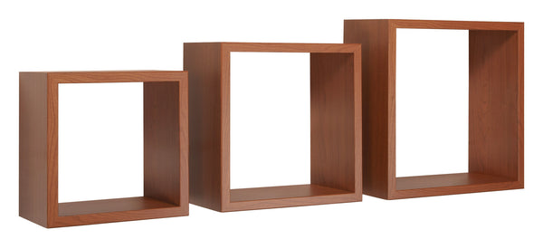 prezzo Set 3 Mensole da Parete Cubo in Fibra di Legno Incubo Ciliegio