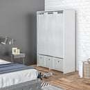 Armadio Guardaroba 105x48x160 cm con Barra Appendiabiti Ripiani e Cassetti in Legno e Tessuto Bianco e Grigio      