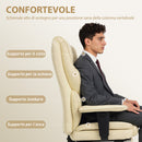 Sedia da Ufficio con Poggiapiedi e Poggiatesta 76x73x117-125 cm in Pelle PU Schiuma e Metallo Bianco Crema      