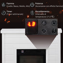 Camino Elettrico da Pavimento 1800W Effetto Fiamma e Telecomando 96,5x22x81,7 cm Bianco