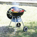 Barbecue a Carbone Carbonella 50x44,5x69 cm con Coperchio e Ruote Struttura in Acciaio Nero      