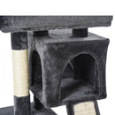 Albero Tiragraffi con Lettino e 2 Casette 59x39x83 cm Pali in Sisal Nero