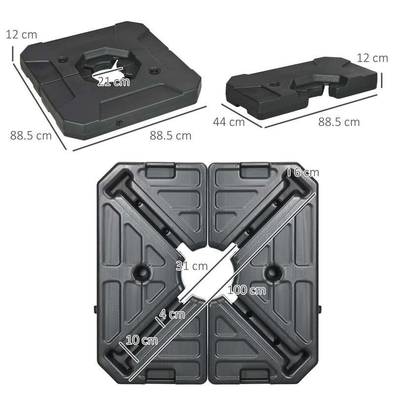 Basi per Ombrellone da Giardino 88,5x88,5x12 cm in HDPE Nero