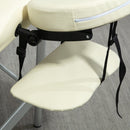 Lettino Massaggi Portatile Pieghevole 185x70x59-84 cm in Alluminio e Similpelle Bianco